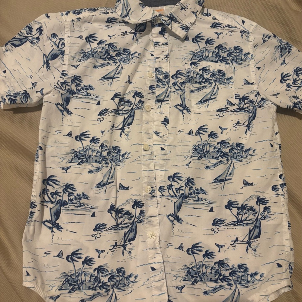 Gymboree Blue and White Casual Button Down Shirt